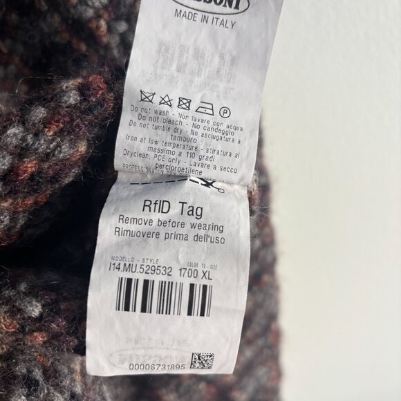 Missoni Chunky Multicolor Mohair Wool Herringbone Crewneck Sweater Large -XL - Picture 10 of 10